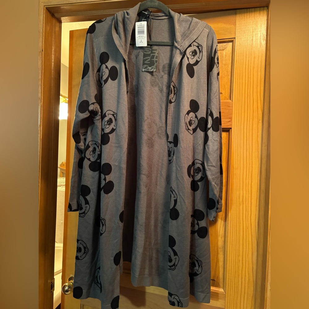 Torrid Gray Hooded Cardigan with Disney Print